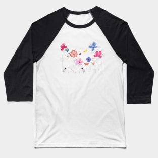 Spring time colorful doodle flowers Baseball T-Shirt